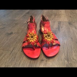 Coral floral sandals